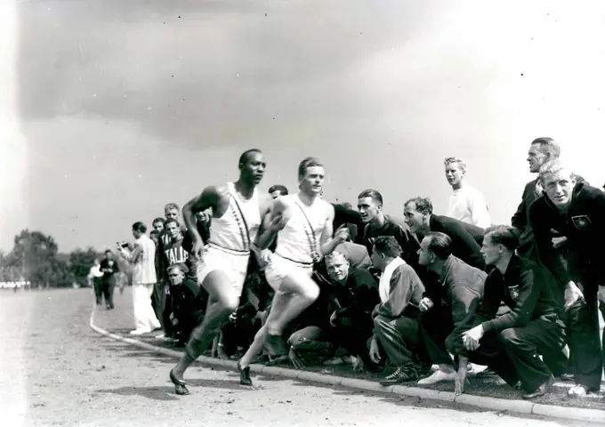 Photograph of Jesse Owens at the 1936 Olympics in Berlin, Germany