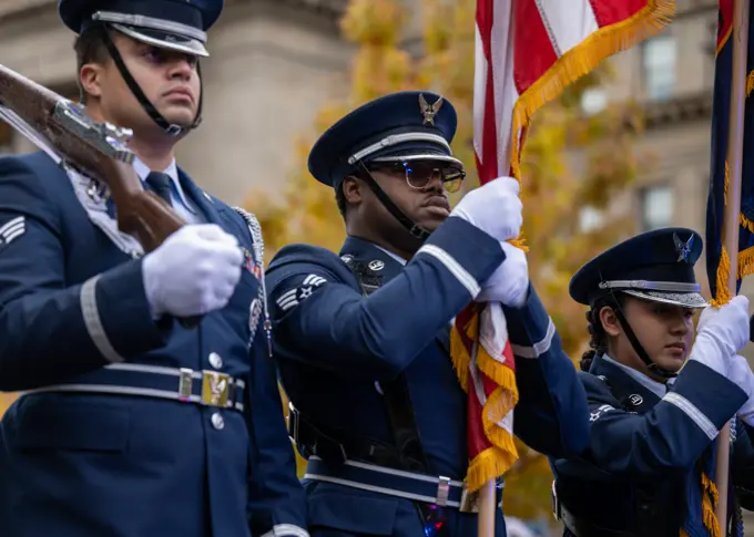 The Idaho National Guard participated the Idaho Veterans Parade in downtown Boise, Nov. 5, 2022. The parade's mission is to recognize the sacrifices and honor the service of all Armed Forces veterans, past and present.