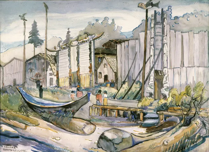 Watercolour - Tzartsiseucomy (Haida village) Emily Carr (1871-1945)