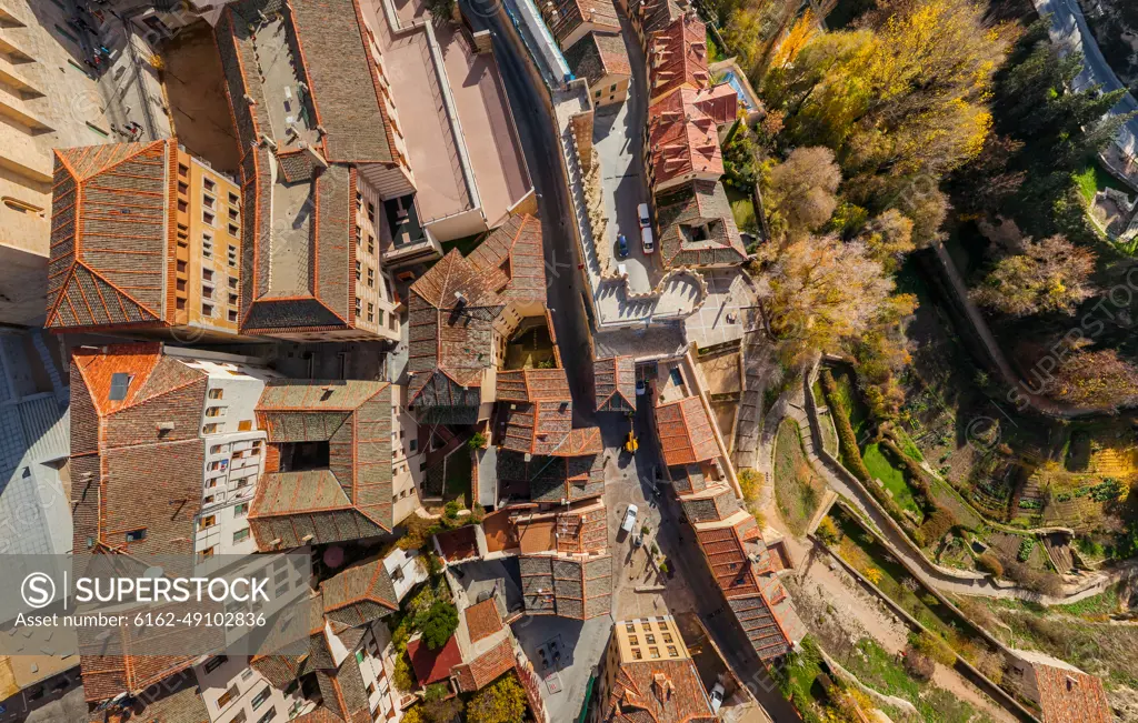 Aerial view of San Andrés Gate, Segovia, Spain