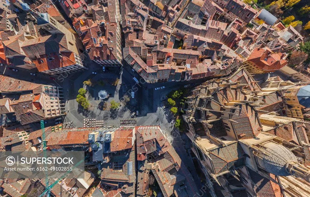 Aerial view of Plaza Mayor Segovia, Spain