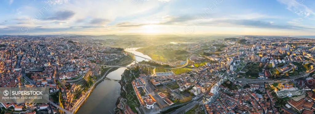 Panoramic aerial view of Porto cityscape, Portugal