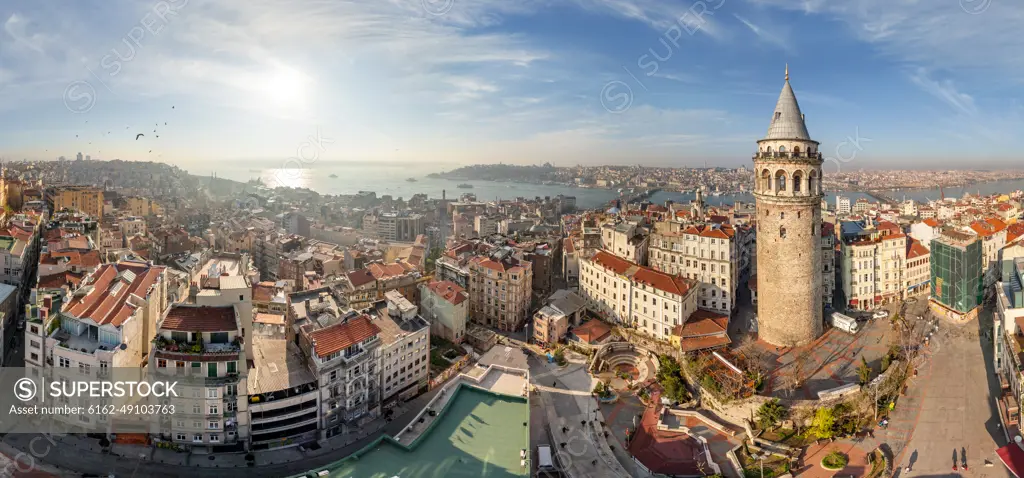 Aerial view of Istanbul tower Galata, Turkey