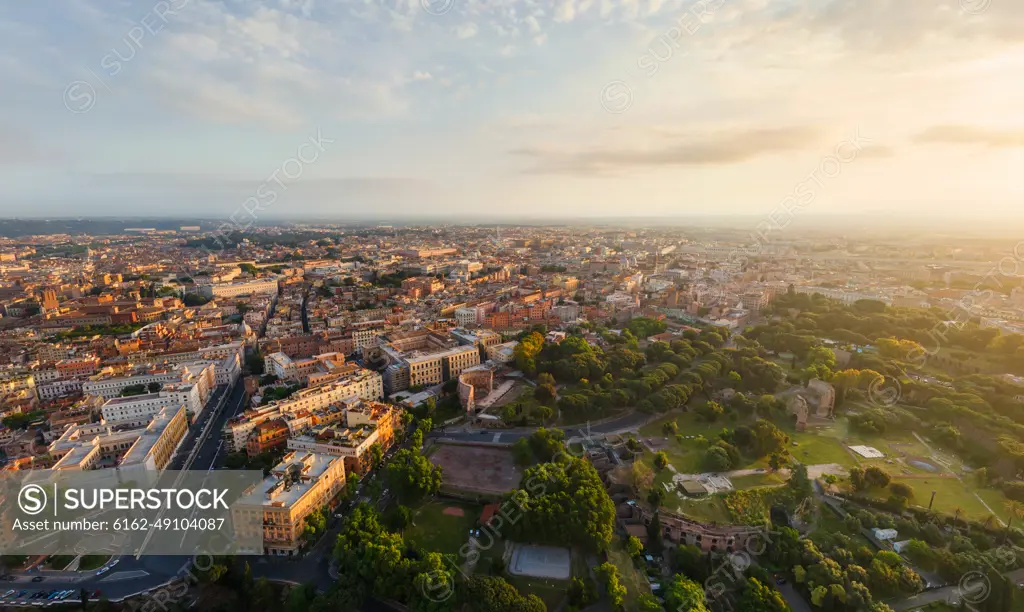 Aerial view of the city of Rome, Italy