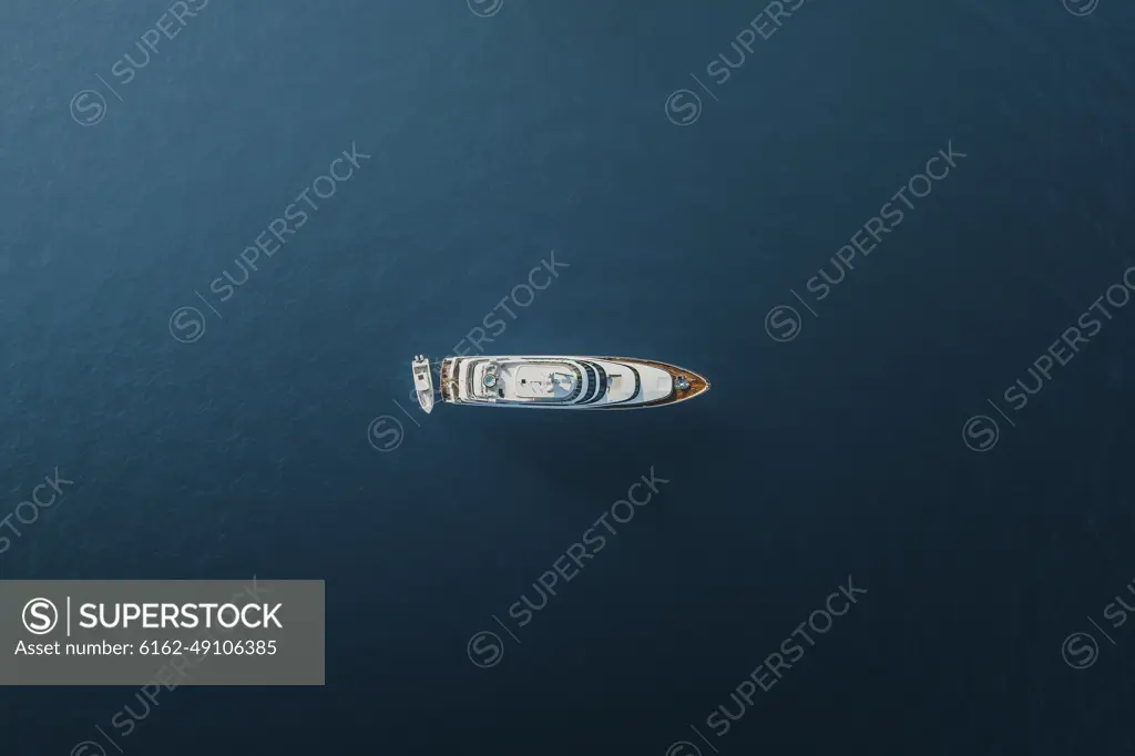 Aerial view of a yacht in Capri, Naples, Italy.