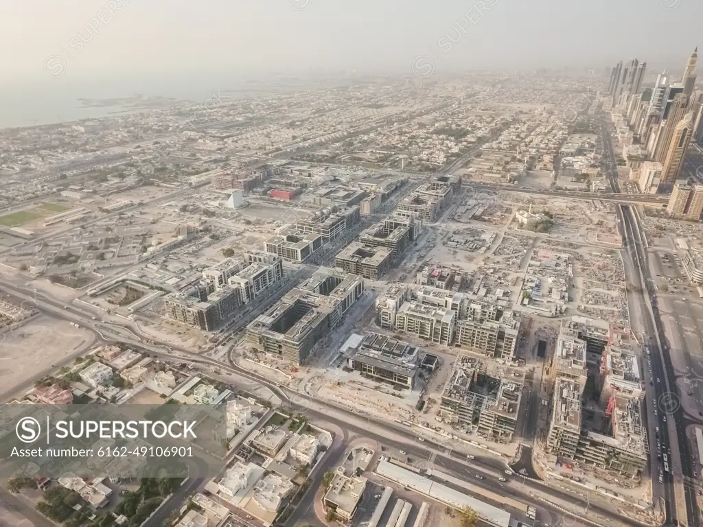 Aerial view buildings in Dubai, United Arab Emirates.