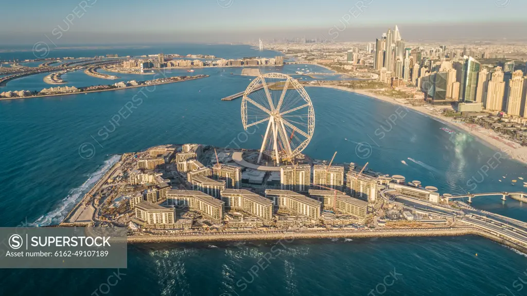 Aerial view of Bluewaters island in Dubai, U.A.E.