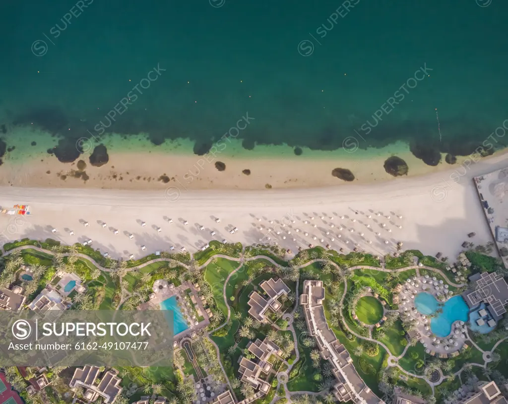 Aerial view of Palm Jumeirah beach in Dubai, U.A.E.