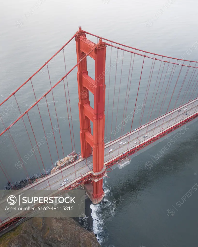 Aerial view of famous Golden Gate Bridge, San Francisco, California, United States.