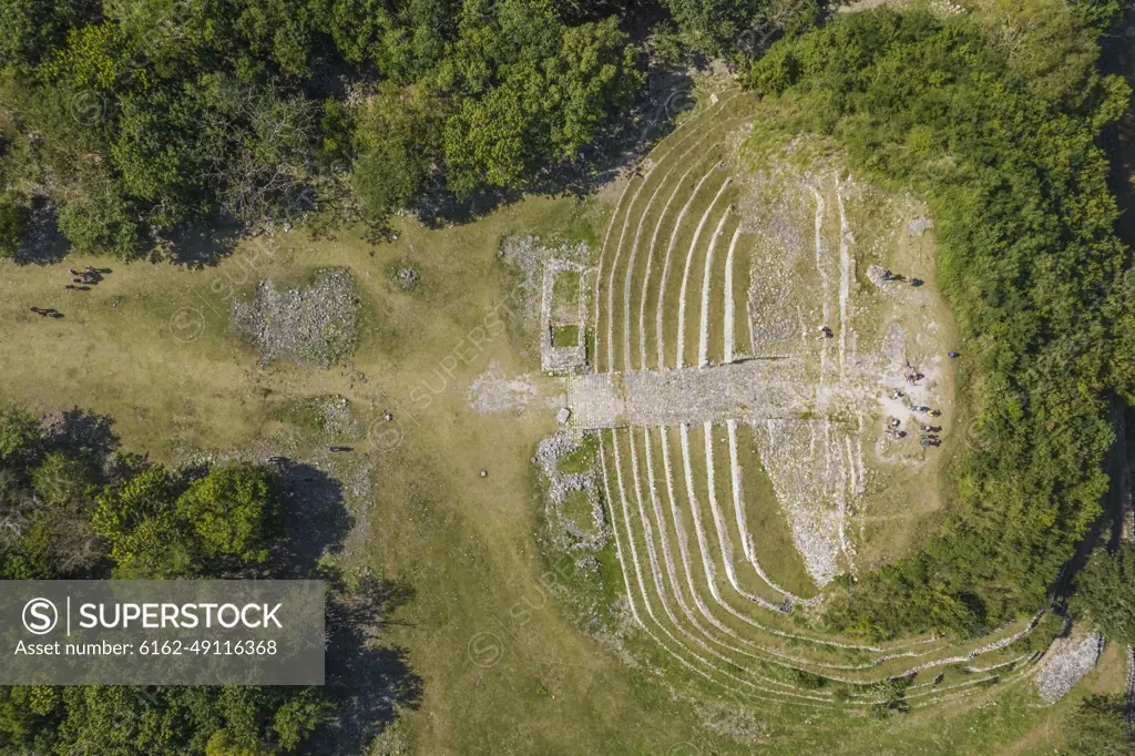 Aerial view of Kinich Kakmo pyramids in Izamal, Yucatan, Mexico.