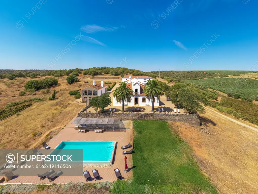 Aerial view of beautiful villa estate, Portugal.