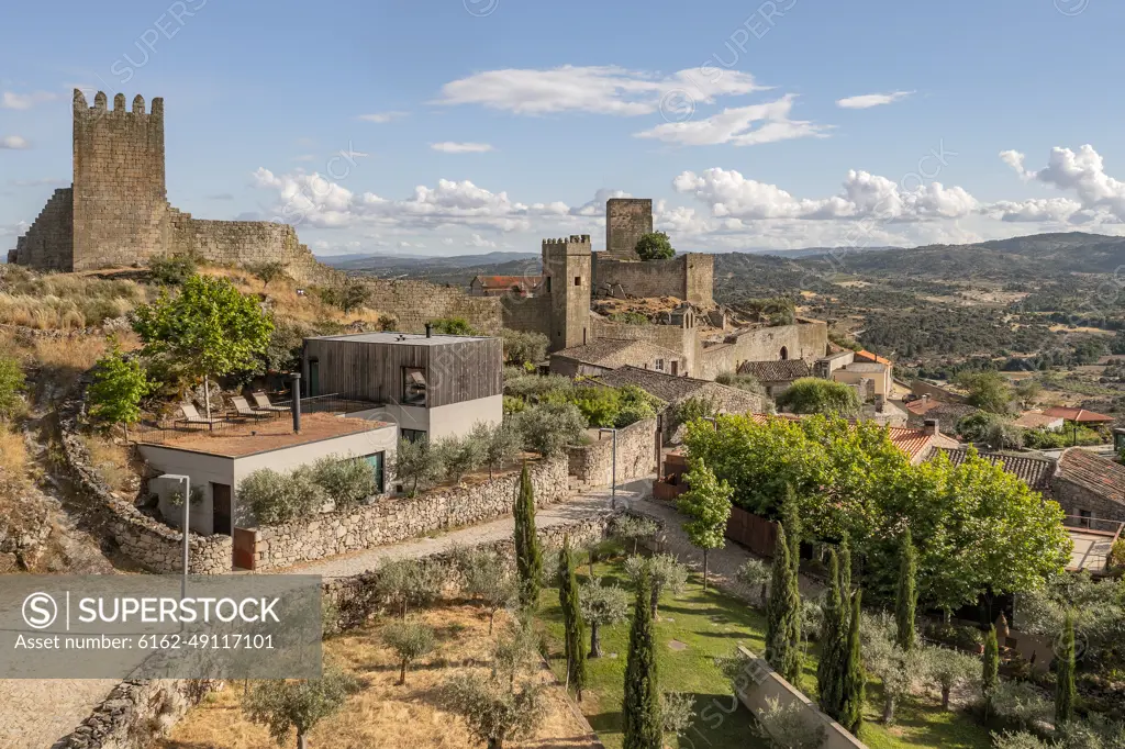 Aerial view of Marialva castle, Guarda, Portugal.