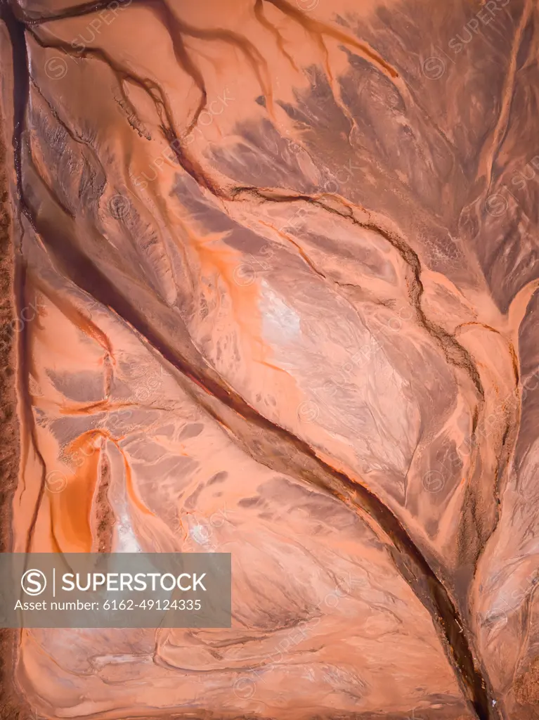 Abstract Aerial view of salt beds. Abstract aerial view of tailings ponds for mining in Western Australia.