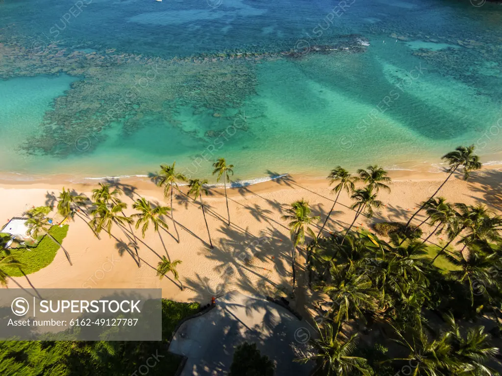 Aerial view of Hanauma Bay Nature Preserve, Oahu, Hawaii