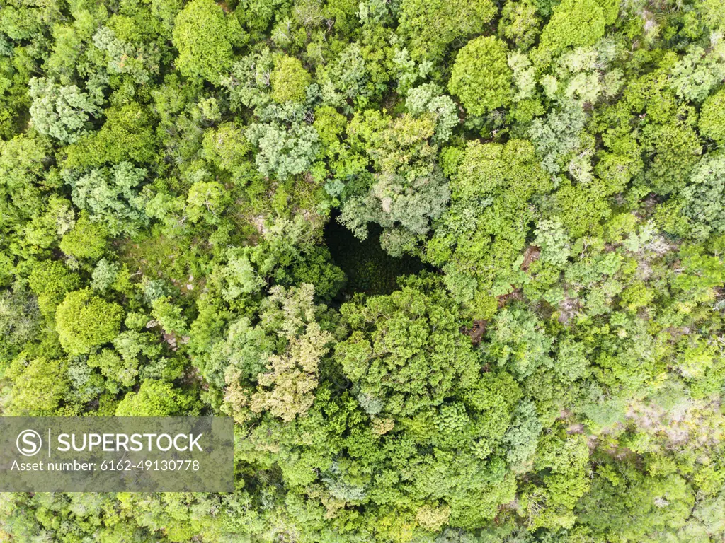 Aerial view of Calcehtok Caves in Yucatan, Mexico.