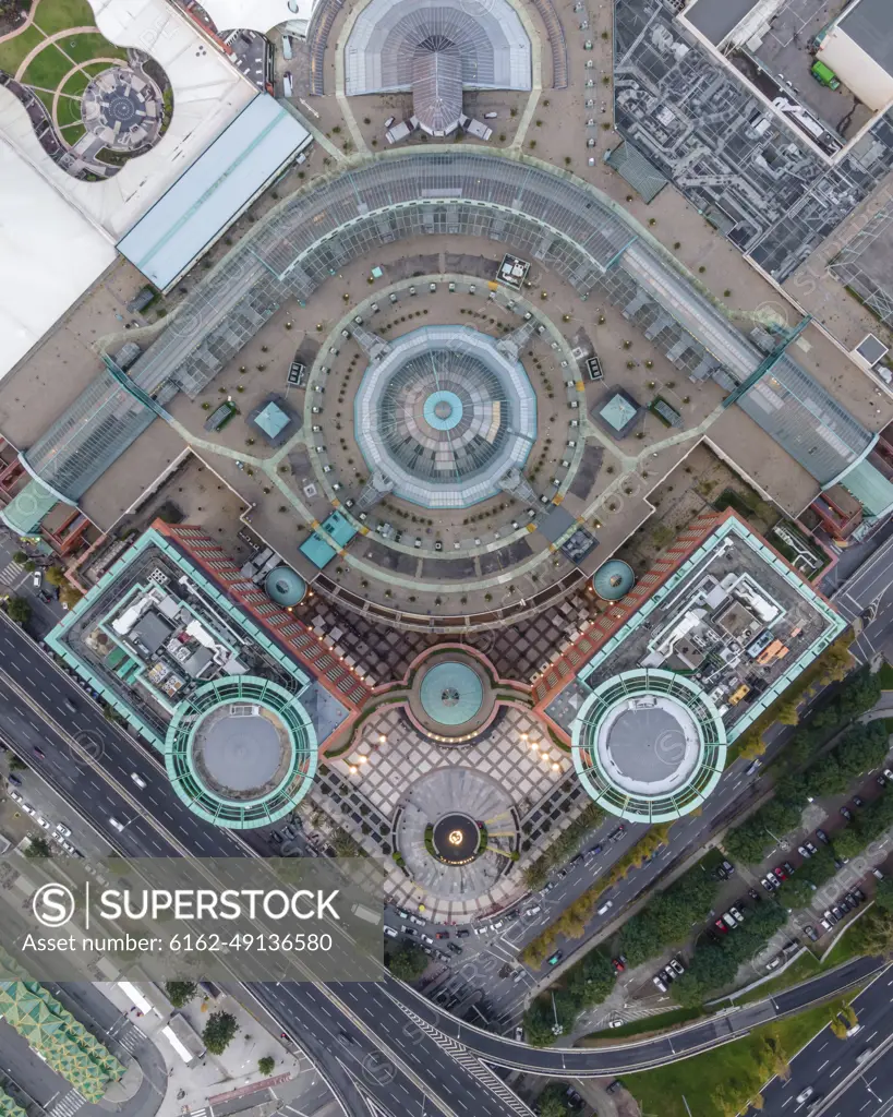 Lisbon, Portugal - 15 December 2020: Aerial view of Colombo shopping center in Lisbon downtown at sunset, Lisbon, Portugal.