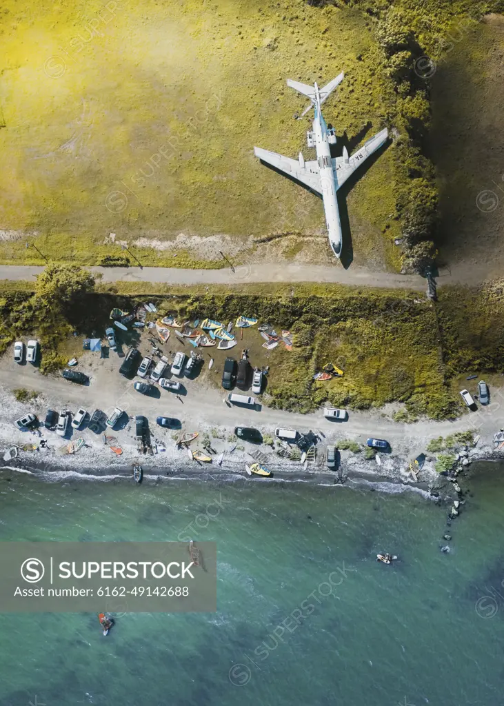 Aerial view of windsurf spot near Vladivostok, Russia.