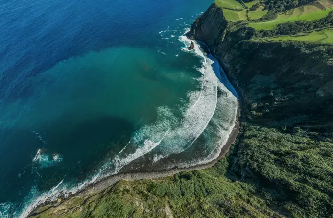 Aerial view of Coast of the Atlantic Ocean, Azores, Sío Miguel Island, Portugal