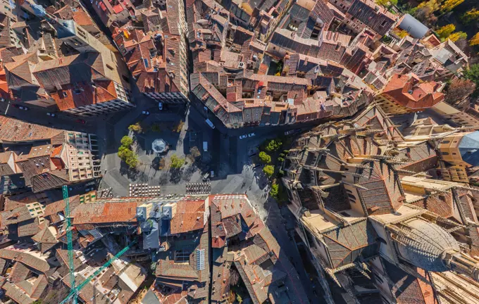 Aerial view of Plaza Mayor Segovia, Spain