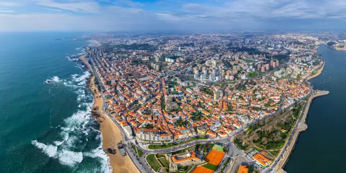 Panoramic aerial view of Porto cityscape, Portugal