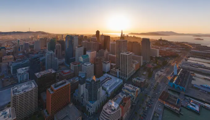 Panoramic aerial view of the city of San Francisco, California, USA