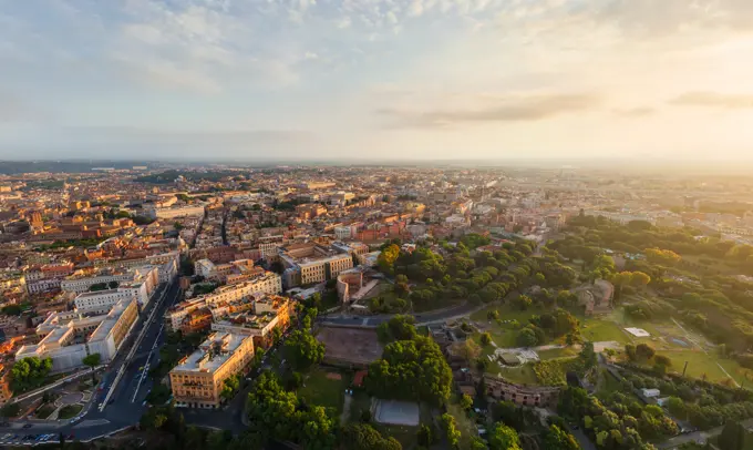 Aerial view of the city of Rome, Italy