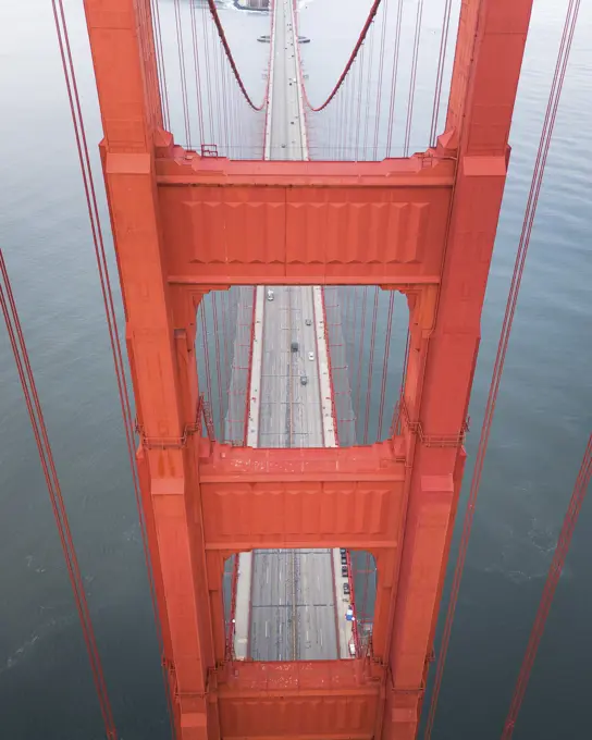 Aerial view of famous Golden Gate Bridge, San Francisco, California, United States.