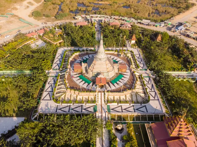 Aerial view of Thanbodday pagoda near Monywa in Myanmar.