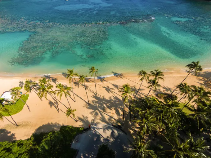 Aerial view of Hanauma Bay Nature Preserve, Oahu, Hawaii