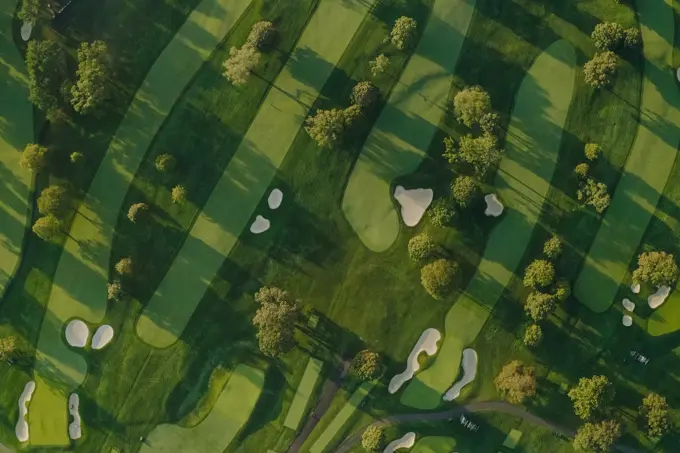 Summer 2020 - New York, USA: Aerial view of Winged Foot Golf Course.