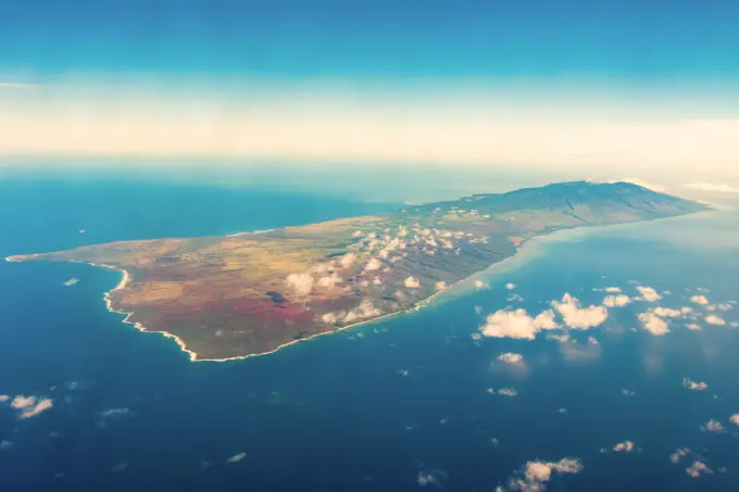 Aerial view of Molokai, Hawaii, USA