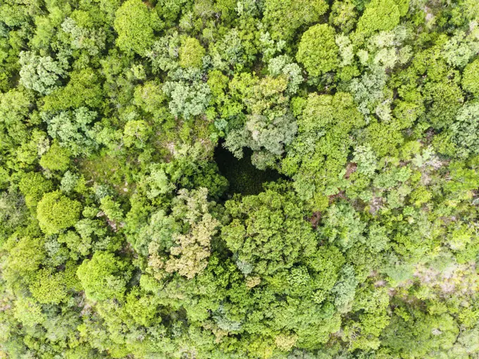 Aerial view of Calcehtok Caves in Yucatan, Mexico.