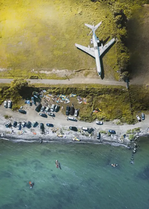 Aerial view of windsurf spot near Vladivostok, Russia.