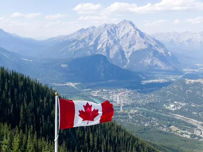 Canada Flag Banff Alberta Observatory