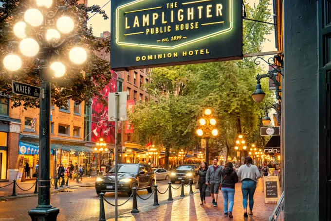 Water Street in Gastown old town Vancouver Canada