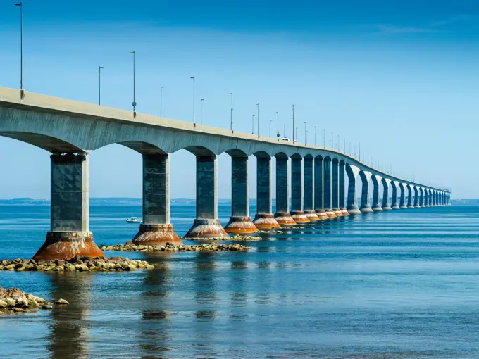 Photo of the Confederation Bridge from New Brunswick to Prince Edward Island.
