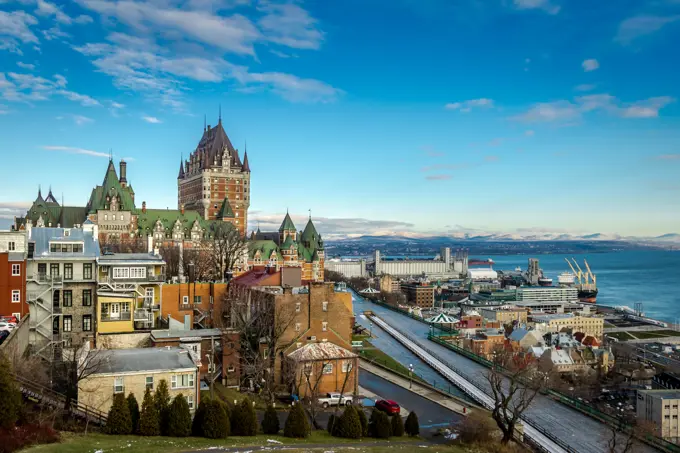 View of Quebec City skyline with Chateau Frontenac - Quebec City, Quebec, Canada