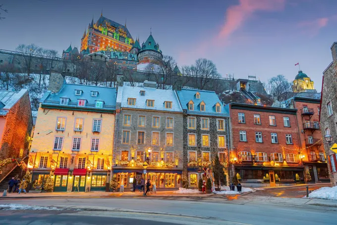 Quebec City skyline, cityscape of Canada  at sunset