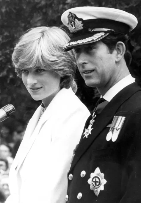 PRINCE CHARLES AND LADY DIANA AT HMS MERCURY NEAR PETERSFIELD.  PORTSMOUTH 1981