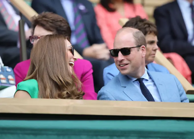 London, UK. 10th July, 2021. Catherine The Duchess of Cambridge, and Prince William The Duke of Cambridge, at Wimbledon on Ladies Final Day, with the Final taking place on Centre Court between Ashleigh Barty and Karolina Pliskova, which Barty won by 2 sets to 1. Wimbledon Day Twelve Credit: Paul Marriott/Alamy Live News