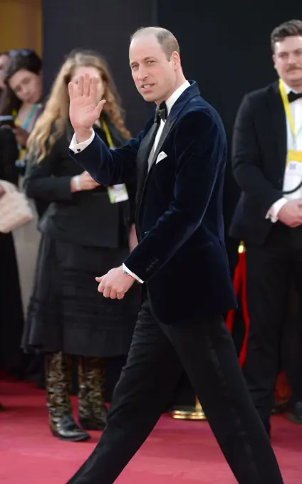 Photo Must Be Credited ©Alpha Press 078237 18/02/2024 Prince William Prince of Wales Duke of Cambridge at The 2024 EE BAFTA Film Awards Arrivals in London