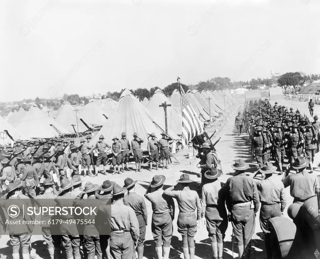 1910S World War I Troops In Camp In California