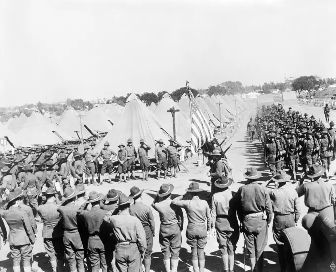 1910S World War I Troops In Camp In California