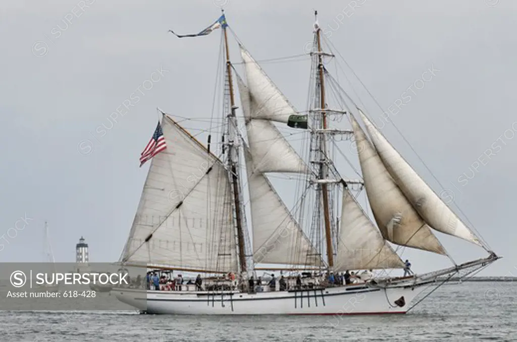 USA, California, San Pedro, Port of Los Angeles, Brigantine SS/V Irving Johnson belonging to Los Angeles Maritime Institute