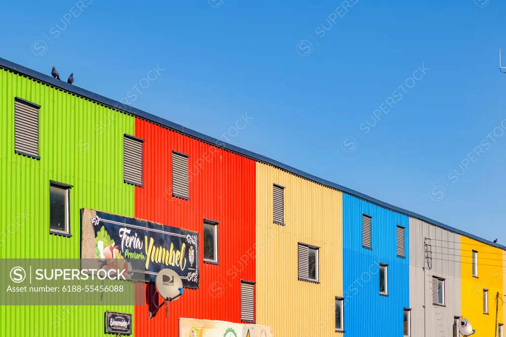 Multicolored Apartment Buildings, Chiloe, Chile CHILOE, CHILE, APRIL - 2017 - Multicolored apartment facades at castro city, Chiloe island, Chile Copyright: xZoonar.com/DanielxFerreira-LeitesxCiccarinox 11665298