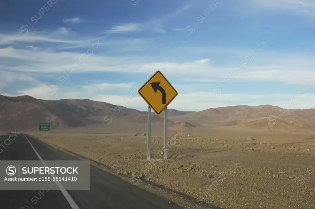 Road sign in Chile Road sign in the desert of Chile Copyright: xZoonar.com/LeonardoxBrigantix 8780917