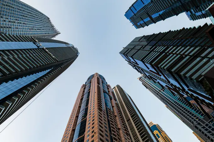 Dubai skyscrapers in Dubai Marina area, United Arab Emirates. Dubai, UAE - 10.28.2022: Dubai skyscrapers in Dubai Marina area, United Arab Emirates. Dubai cityscape with skyscraper views Copyright: xZoonar.com/DaixNtx 21323091