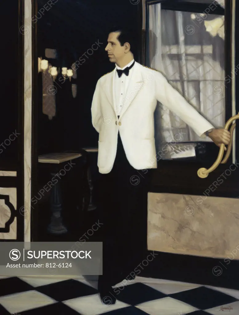 Italian Waiter Dale Kennington (20th C./American) Oil on canvas