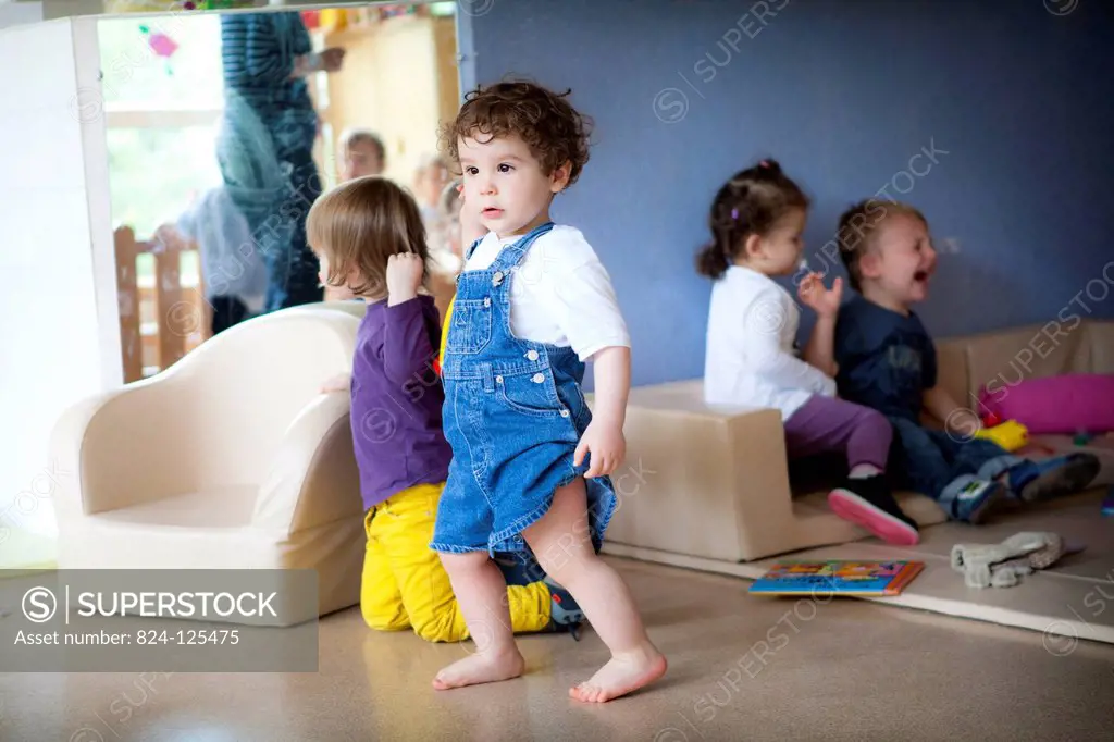 Reportage in a community nursery in Paris, France. The images from this series must only be used to illustrate articles about nurseries.