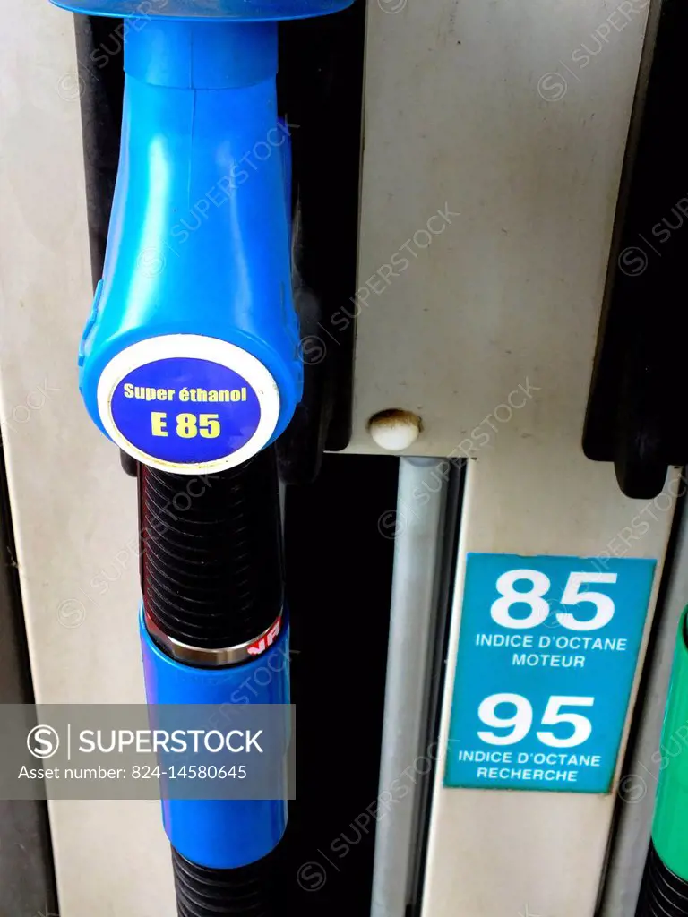 E85 ethanol fuel blend consisting of biofuel, ethanol fuel and petrol.